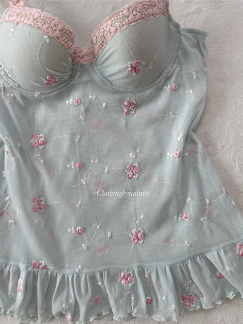 VS Mint Floral Mesh Babydoll (S/36B)