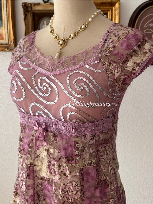 Whimsical Purple Lace Blouse Size S