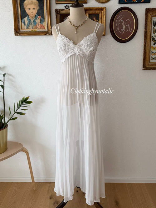 Flora Pleated Chiffon Maxi Gown Size S