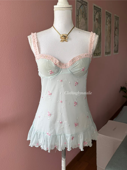 VS Mint Floral Mesh Babydoll (S/36B)