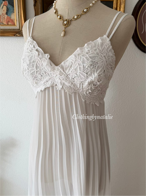 Flora Pleated Chiffon Maxi Gown Size S