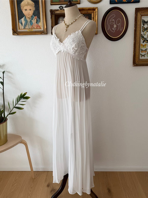 Flora Pleated Chiffon Maxi Gown Size S