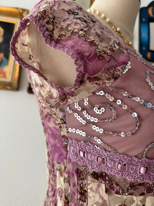 Whimsical Purple Lace Blouse Size S