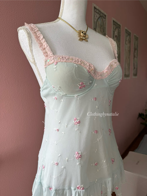 VS Mint Floral Mesh Babydoll (S/36B)