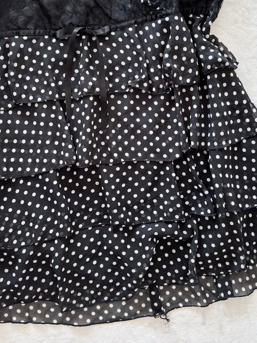 Black Poka Dot Chiffon Babydoll Size L