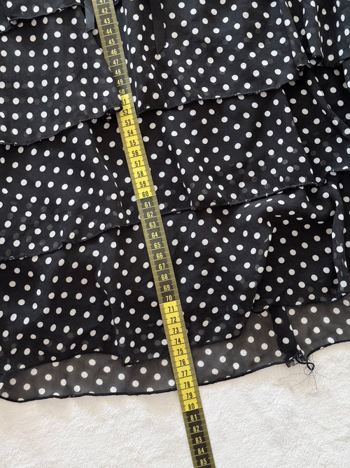 Black Poka Dot Chiffon Babydoll Size L