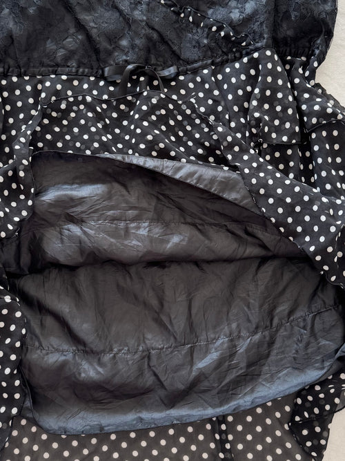 Black Poka Dot Chiffon Babydoll Size L