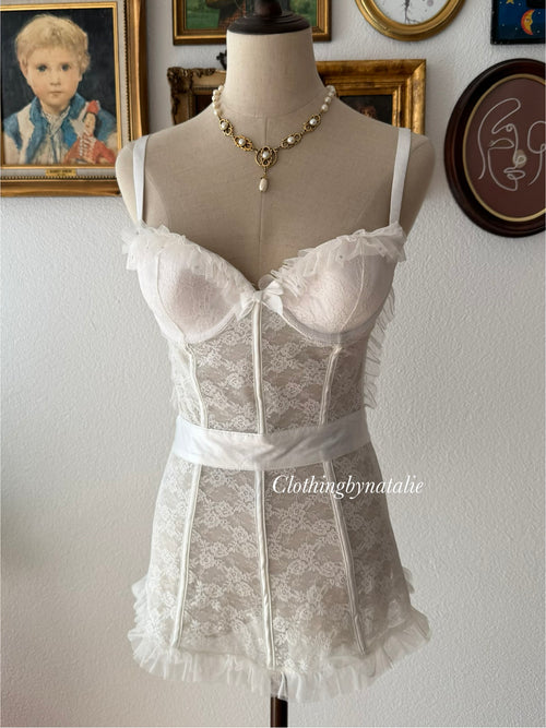 VS White Lace Maid Bustier size 36B