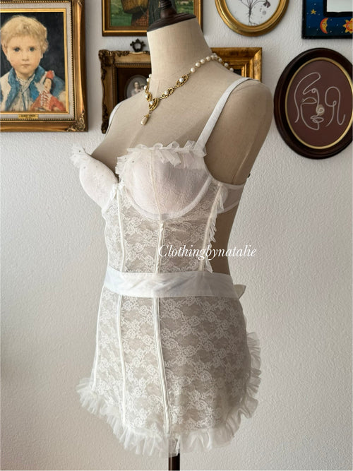 VS White Lace Maid Bustier size 36B