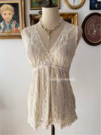 Sequin Cream Lace Blouse size S