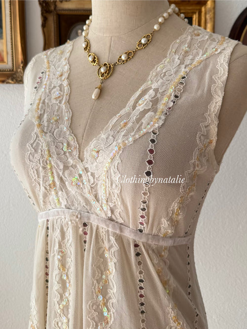 Sequin Cream Lace Blouse size S