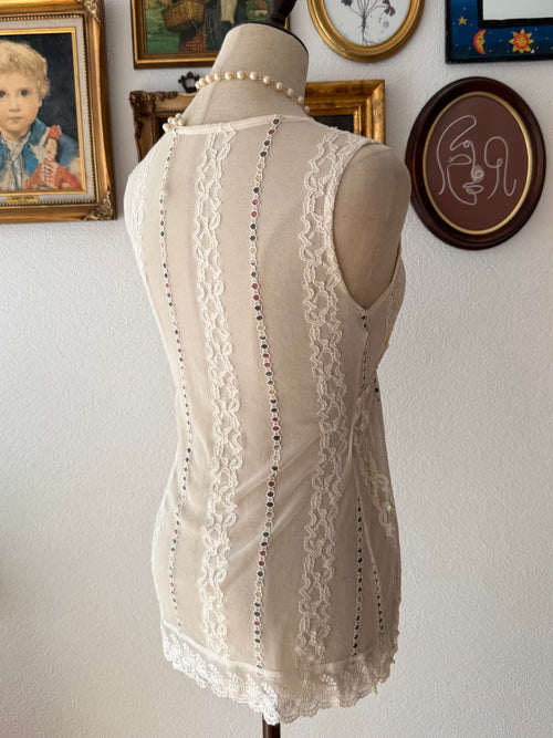 Sequin Cream Lace Blouse size S