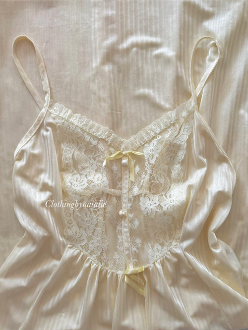 Bernette Yellow Nylon Maxi Nightgown Size S/M