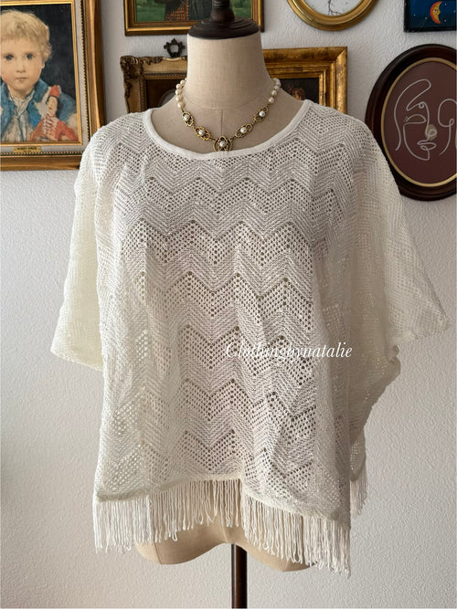 White Knit Poncho size S/M