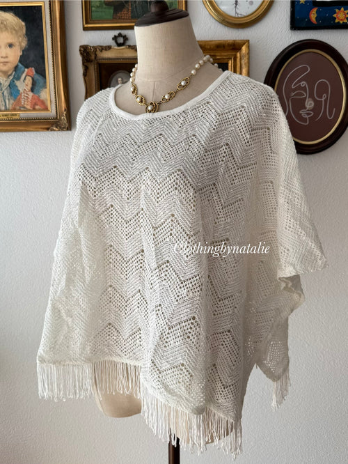 White Knit Poncho size S/M