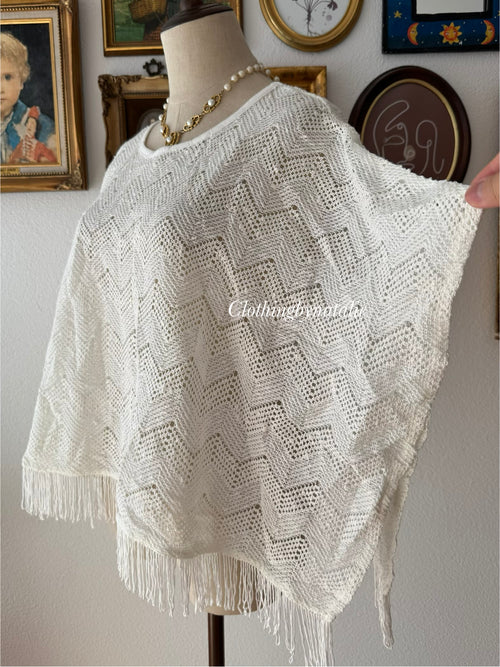 White Knit Poncho size S/M