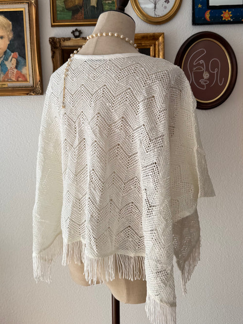 White Knit Poncho size S/M