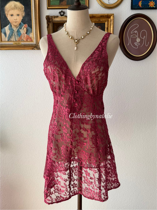Burgundy Lace Slip Size S