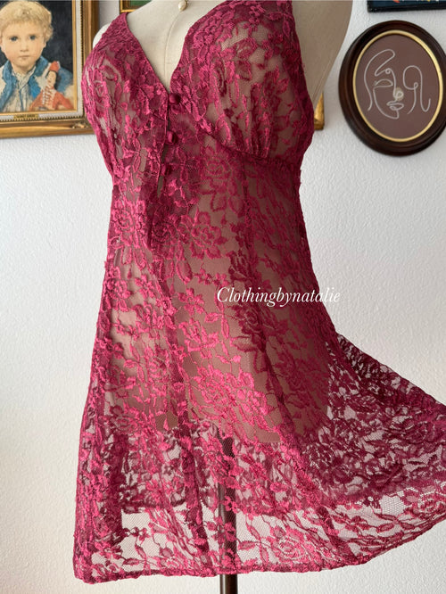 Burgundy Lace Slip Size S
