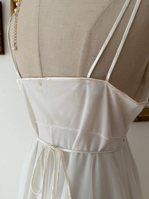 Gotham White Nylon Chiffon Babydoll Size S/M