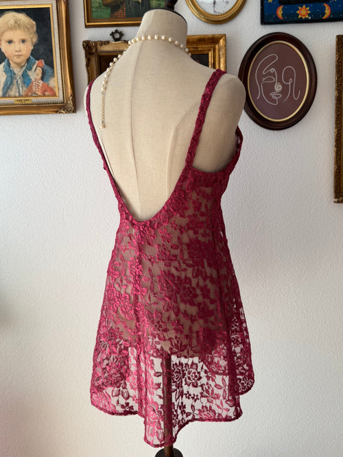 Burgundy Lace Slip Size S