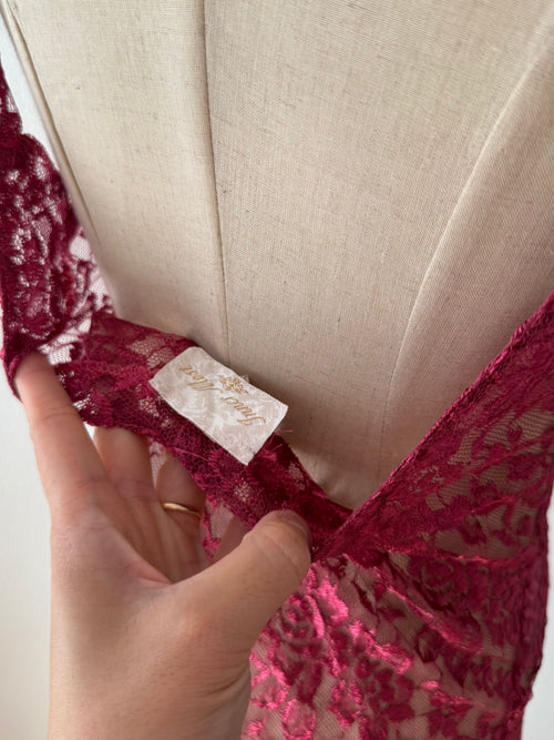 Burgundy Lace Slip Size S