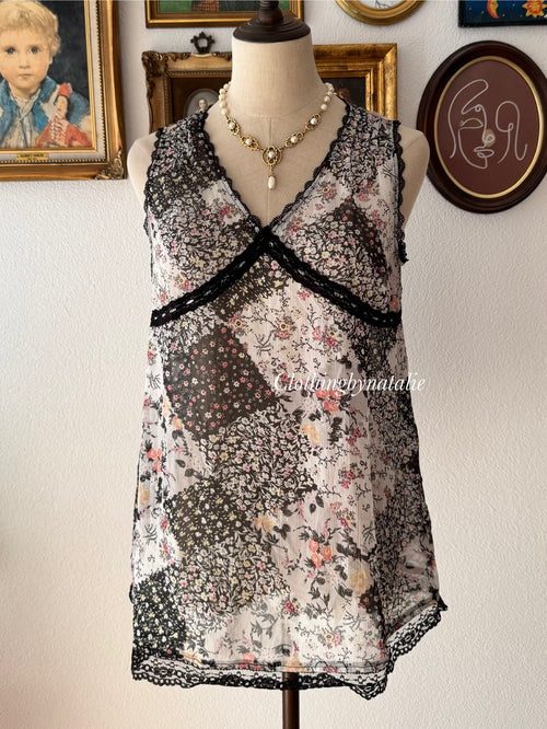 Black Floral Chiffon Blouse size S