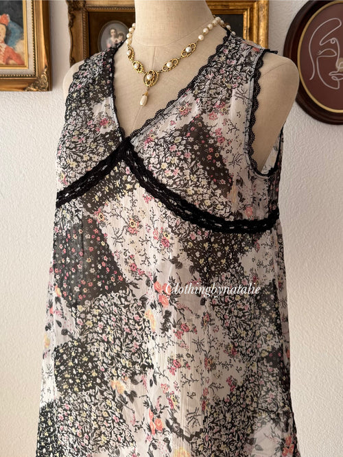 Black Floral Chiffon Blouse size S