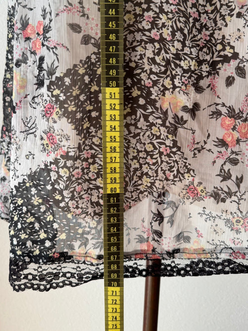 Black Floral Chiffon Blouse size S