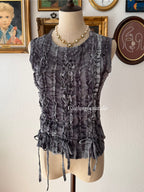 Y2K Grey Jersey Blouse size S