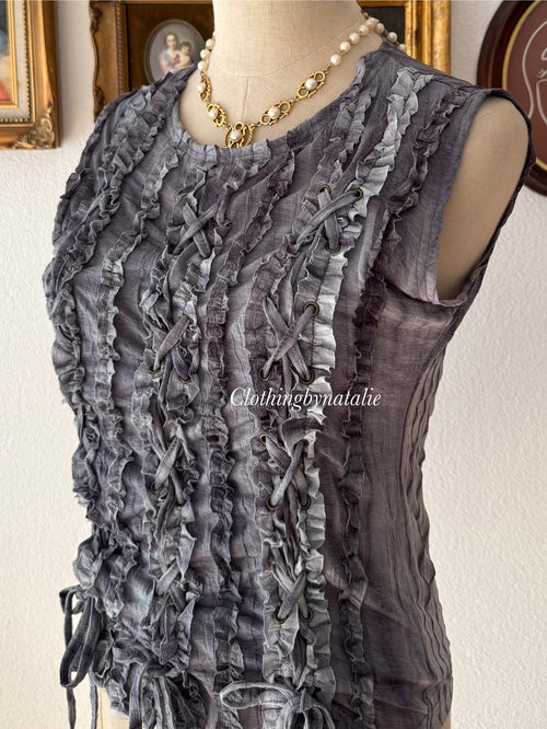 Y2K Grey Jersey Blouse size S
