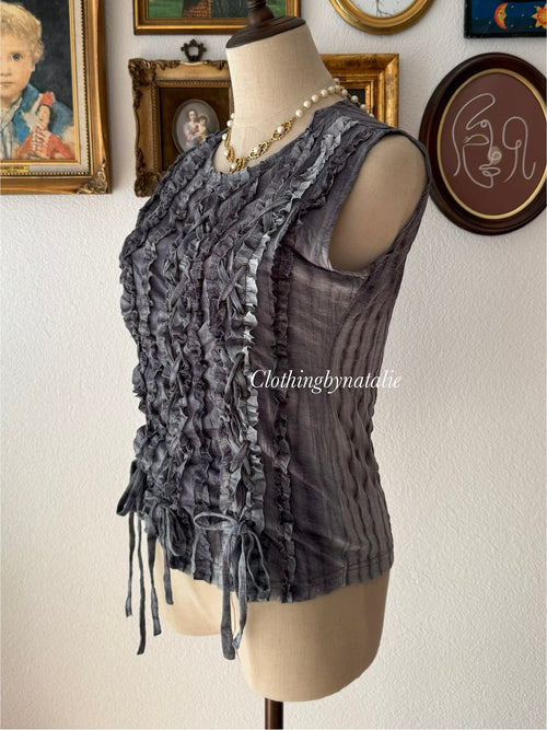 Y2K Grey Jersey Blouse size S