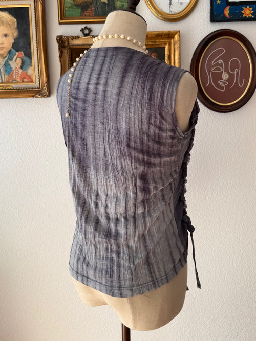 Y2K Grey Jersey Blouse size S