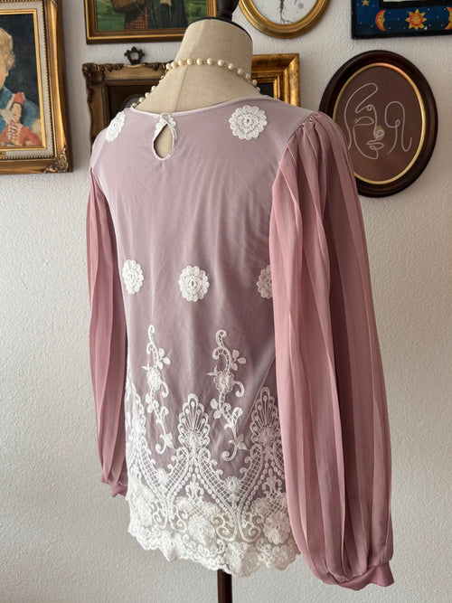 Pleated Purple Chiffon Blouse Size S