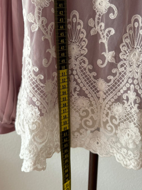 Pleated Purple Chiffon Blouse Size S