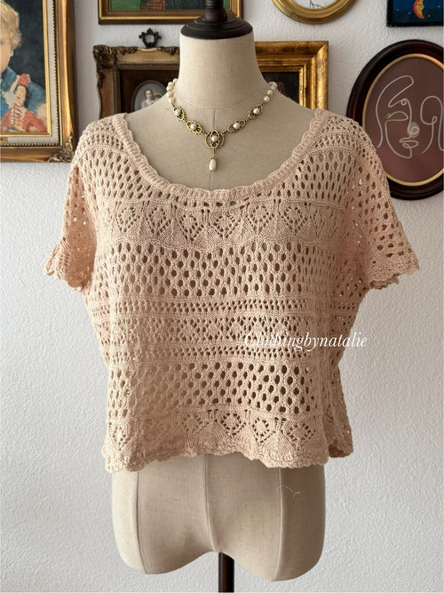 Coquette Orange Knit Blouse Size S/M