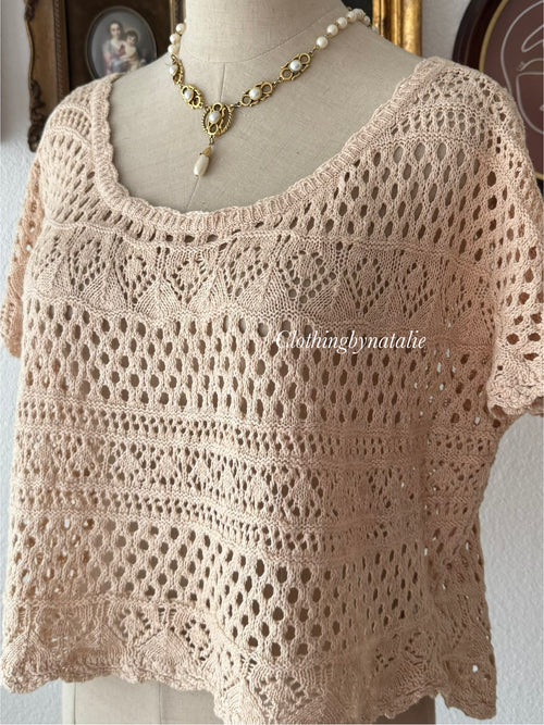 Coquette Orange Knit Blouse Size S/M