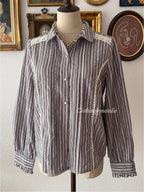 Grey Cotton Long Sleeve Blouse Size S
