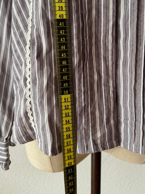 Grey Cotton Long Sleeve Blouse Size S