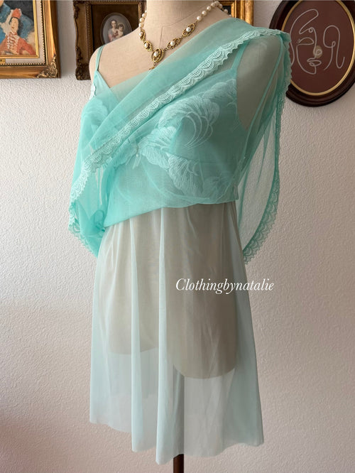 Coquette Teal Mesh Babydoll size S