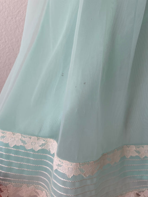Vintage Teal Nylon Nightgown size M