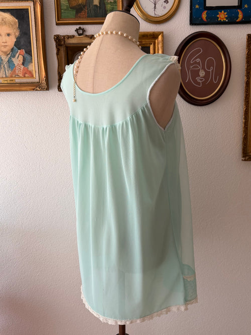 Vintage Teal Nylon Nightgown size M