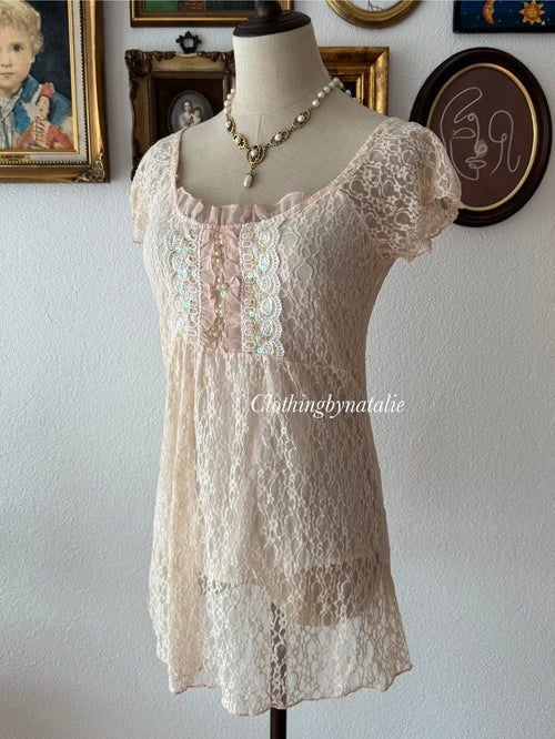 Fairy Beige Lace Blouse size S