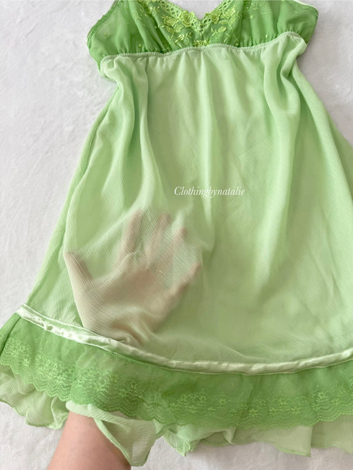 Fairy Green Chiffon Slip Dress (S/M)