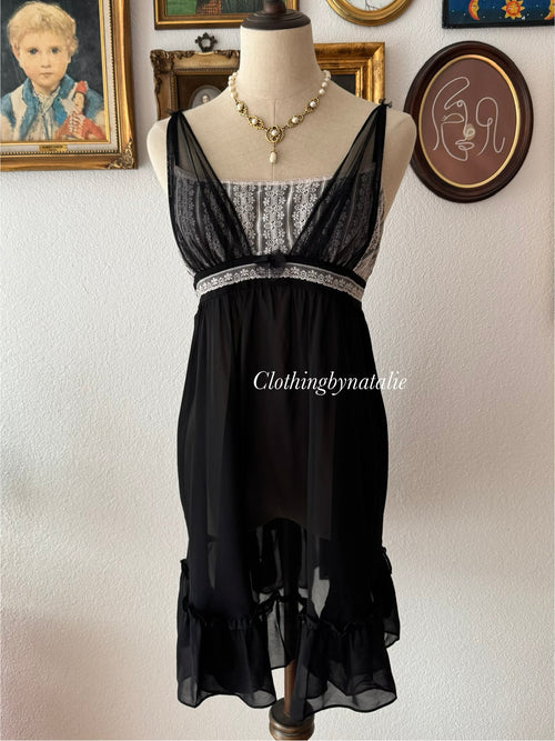 Betsey Johnson Black Chiffon Babydoll size M/L