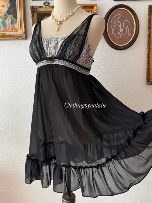 Betsey Johnson Black Chiffon Babydoll size M/L