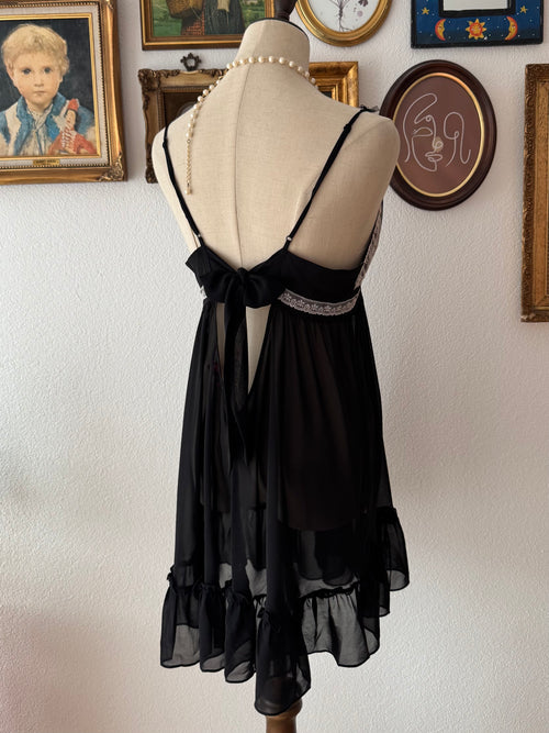 Betsey Johnson Black Chiffon Babydoll size M/L
