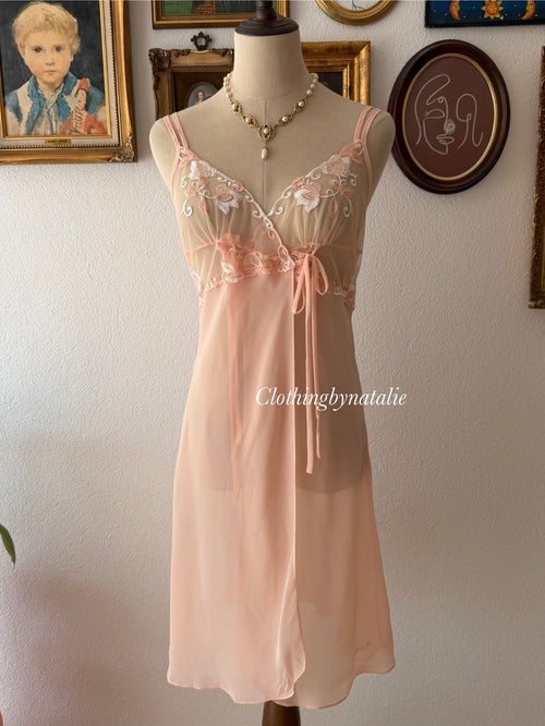 Sheer Orange Chiffon Slip size S/small M
