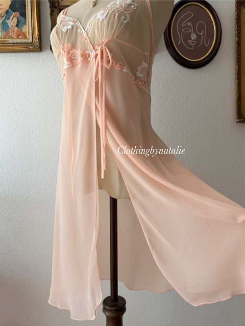 Sheer Orange Chiffon Slip size S/small M