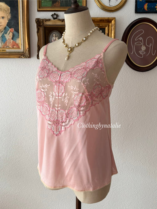 Pink Nylon Lace Cami size M